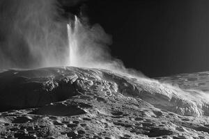Enceladus Moon of Saturn with Its Icy Surface and Geysers of Water Vapor Erupting from Its South Pole Background and Nature photo