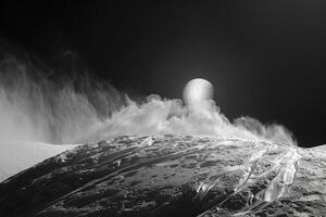 Enceladus Moon of Saturn with Its Icy Surface and Geysers of Water Vapor Erupting from Its South Pole Background and Nature photo
