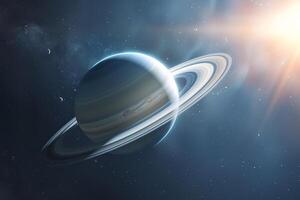 Saturn with Its Rings Fully Illuminated Showcasing Its Majestic Ring System Background and Nature photo
