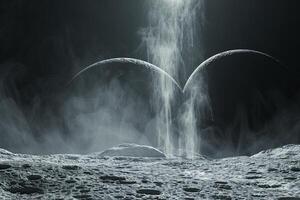 Enceladus Moon of Saturn with Its Icy Surface and Geysers of Water Vapor Erupting from Its South Pole Background and Nature photo