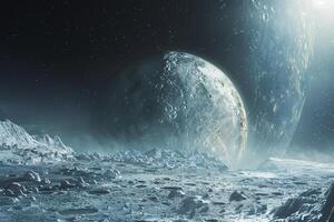 Eris Dwarf Planet in the Kuiper Belt with Its Distant and Icy Surface Features Background and Nature photo
