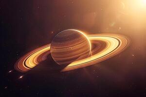 Saturns Glorious Ring System Fully Illuminated Background and Nature photo