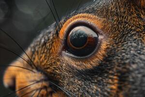 Squirrels Eye Curiosity and Mischief Reflected in Shiny Black Iris Background and Nature photo