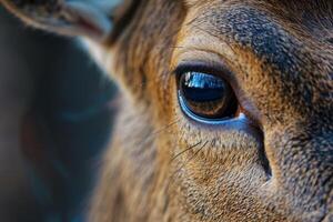 Nature of Deers Eye with Reflections of Forest nature background photo
