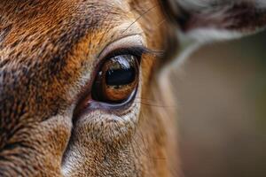 Nature of Deers Eye with Reflections of Forest nature background photo