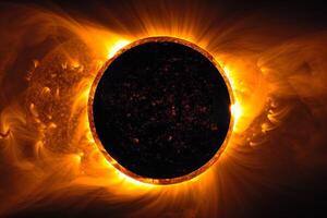 Solar Eclipse with the Moon Partially Covering the Sun nature background photo