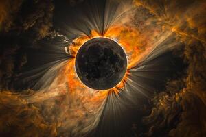 Solar Eclipse with the Moon Partially Covering the Sun nature background photo