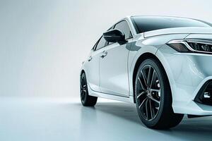 Efficient Hybrid Car Displayed on White Background   nature background photo