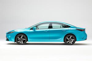 Efficient Hybrid Sedan Displayed on White Background   nature background photo
