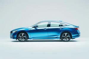 Eco Friendly Hybrid Sedan on White Background   nature background photo