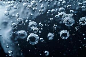 Abstract of Bubbles Trapped in Ice Creating Pattern Against Dark Background photo