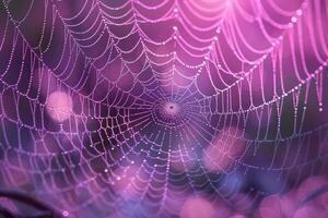 Abstract of Light Reflecting Off the Surface of Dew Covered Spiderweb photo