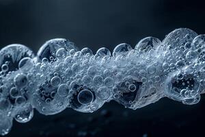 Abstract of Bubbles Trapped in Ice Creating Pattern Against Dark Background photo