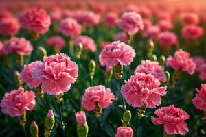 Fresh Field of Carnation Flowers Blooming in Nature  Nature Background photo