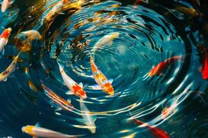 Abstract Portrayal of Fish in Swirling Patterns of Light and Color with Nature Background. Swirling Light Patterns. Color Design. Nature Abstract photo