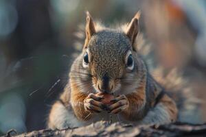 squirrel nibbling on a nut photo