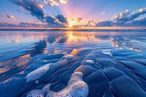 Sunset Reflection on Rippling Water Nature Background photo