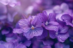 Wood Violet Nature Background with  Wood Violet Blooms in a Picturesque Garden Setting photo