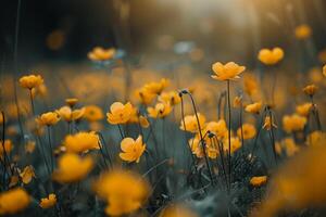 Meadow of Buttercups in Bloom  Nature Background photo
