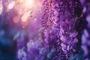 Lush Wisteria Vine with  Blooms  Nature Background photo