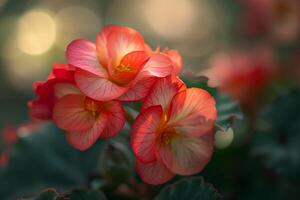 Begonia Flower Nature Background Featuring Beautiful Blooms photo