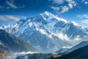 Panoramicsnow capped mountain range nature background photo