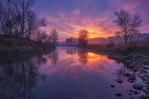Sunrise Over Enchanted River Nature Background photo