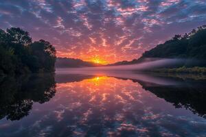 Sunrise Over Enchanted River Nature Background photo