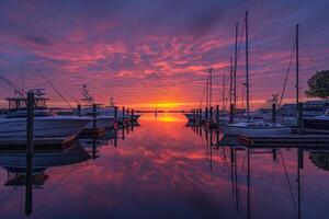 Sunrise Over Calm Harbor Background Nature photo