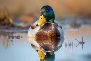 Ducks Reflection in Pond   Nature Background photo