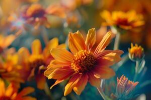 Nature Background of Blanket Flower in Full Bloom with Nature Background photo