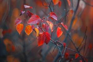 Autumn Leaves in Dense Forest Background Nature photo