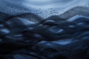 Flock of Starlings Creating Intricate Patterns in the Sky at Dusk Nature Background photo