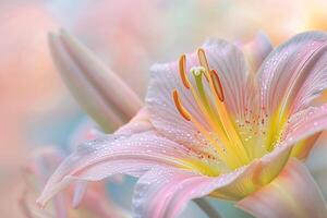 Lily Flower with Nature Background. Delicate Petals. Nature Background photo