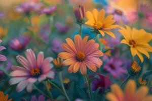 Gaillardia Flowers with  Colors. Nature Background photo
