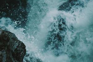Waterfall Cascading Over Rocks with a  Nature Background photo