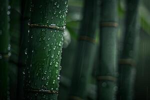 Nature Background of Bamboo Stalks with Dew in a Fresh Seasonal Setting photo