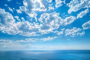 Nature Background of Cirrus Clouds in a Blue Sky Over the Ocean photo