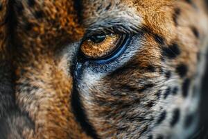 A Nature Background of a cheetahs eye. capturing the intense speed in its gaze photo