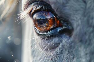 A Nature Background of a unicorns eye. with mystical reflections and a magical aura photo