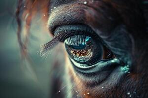 A Nature Background of a unicorns eye. with mystical reflections and a magical aura photo