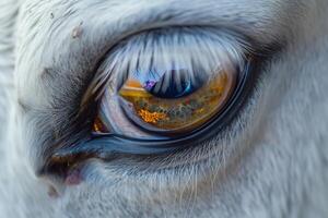 A Nature Background of a unicorns eye. with mystical reflections and a magical aura photo
