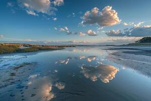 Coastal Lagoon with Reflections of the Sky. Nature Background photo