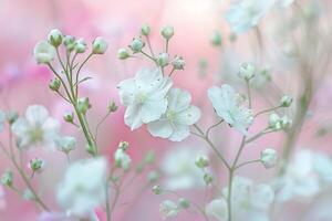 Gypsophila Flowers with Soft Background. Pastel Colors. Nature Background photo