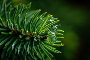 Raindrop on Pine Needle  Nature Background photo