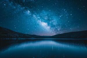 Milky Way galaxy over a tranquil lake. background. Nature photo