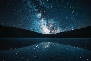 Milky Way galaxy over a tranquil lake. background. Nature photo
