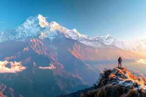 Expansive SnowCapped Mountain Range Background Nature photo