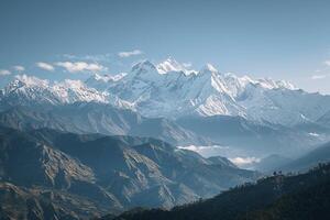 Expansive SnowCapped Mountain Range Background Nature photo