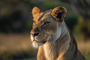Nature Background of Lioness in Savannah photo